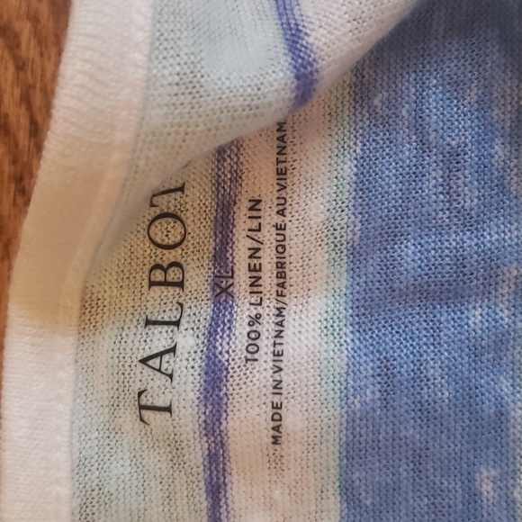 (XL) Talbots 100% Linen Lightweight Slightly Sheer Striped Pastel Vacation Beach - Picture 3 of 6